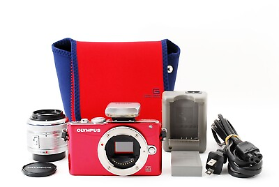 #ad OLYMPUS PEN Lite E PL3 12.3MP Camera Red Kit w 14 42mm Lens Excellent3 $235.70