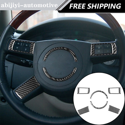 #ad 6Pcs For Chrysler 300 300C Carbon Fiber Steering Wheel Kit Cover Trim Type B $10.38