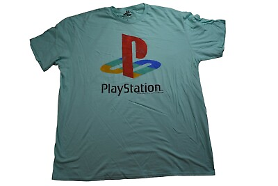 #ad Playstation Mens Distressed Print Mint Green Shirt New 3XL $9.99
