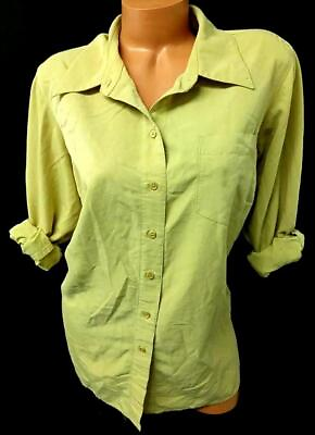 #ad *First issue liz claiborne company green roll sleeve soft button down top 1 1X $13.99