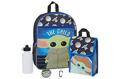 #ad NEW Star Wars Mandalorian Baby Yoda Backpack Set for Kids 16 inch 5 Piece SET  $11.88