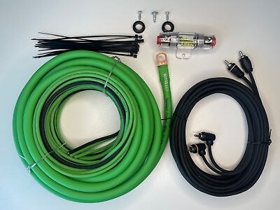 #ad Soundqubed 4 Gauge Amplifier Wiring Kit CCA Wire Amp Kit Green Black $36.95