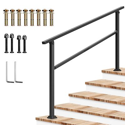 #ad VIVOSUN Iron Outdoor Handrail 5 6 Step Stair Railing69quot;x36quot; Fits 1 to 6 Steps $85.49