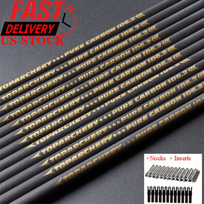 #ad Straightness .003 Pure Carbon Shafts 33quot; SP600 DIY Archery Arrows Hunting Target $35.33