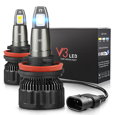 #ad MOSTPLUS 7600LM 60W LED Headlight Kit H8 H9 H11 6000K Bulbs White Color Pair $515.99