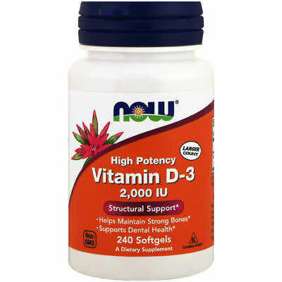 #ad NOW FOODS High Potency Vitamin D 3 2000 IU 240 Softgels immune support Exp 11 25 $6.00