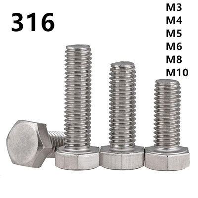 #ad M3 M4 M5 M6 M8 M10 316 Stainless Steel Hexagon Bolts Hex Head Cap Screws GBP 54.36