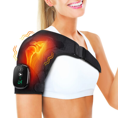 #ad Electric Heated Vibration Shoulder Joint Pad Brace Therapy Massager Pain Relief $39.95