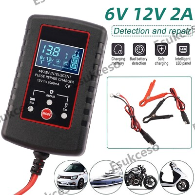#ad 6V 12V Automatic Battery Charger Maintainer Trickle Float For Motorcycle Car ATV $16.89