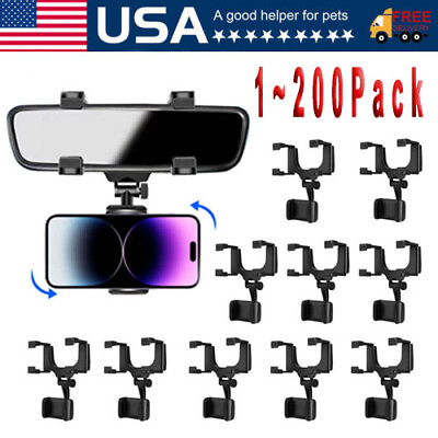 #ad 360° Car Rearview Mirror Phone Holder Universal Rotatable Car Phone Holder Lot $407.39