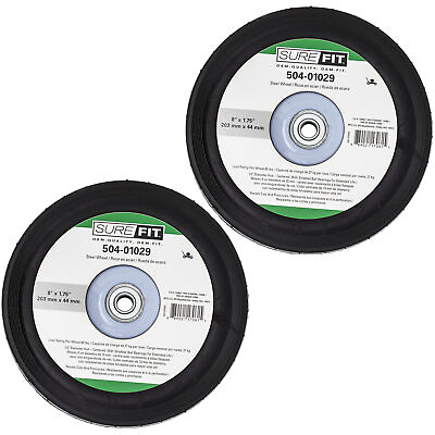 #ad SureFit 8x1.75 Ribbed Steel Mower Wheel Assembly Combo Universal Fit 2 Pack $14.95