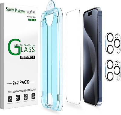 #ad 22pack amFilm for iPhone 15 Pro Max OneTouch Glass Screen Lens Protector 6.7quot; $10.99