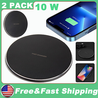 #ad 2 Pack Wireless Phone Charger Pad Universal Fast Charge Dock For Samsung iPhone $10.75