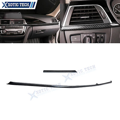 #ad 2x Carbon Fiber Style Center Dashboard Lower Strip Cover Kit For BMW F30 F31 F34 $37.99