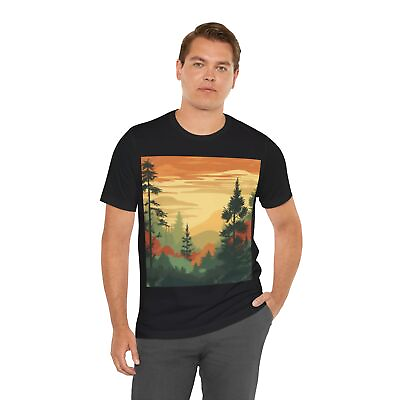 #ad Retro Outdoor Camping Unisex Tshirt Mountains Trees Tee Shirt $16.93