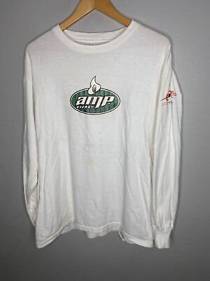 #ad NASCAR Wood AMP #88 Men’s Tee Shirt Crew Neck Long Sleeve Size Large White $14.99