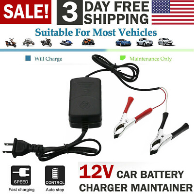 Car Battery Charger Maintainer Auto 12V Trickle RV for Truck Motorcycle ATV USA $7.99
