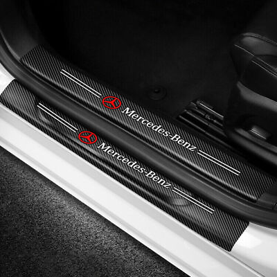 #ad #ad 4PCS Carbon Fiber Car Door Plate Sill Scuff Cover Sticker for Mercedes Benz $13.99