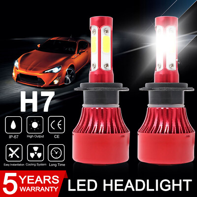 #ad 2x Super Bright H7 LED Headlight Bulbs Conversion Kit High Low Beam 6000K White $9.99