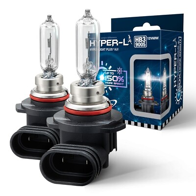 #ad 9005 HB3 Halogen 12V 60W 150% Super Bright Upgrade Headlight Bulbs 2 Pcs $10.50