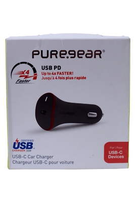 #ad PureGear Car Charger USB C 35W Gray Red $13.28