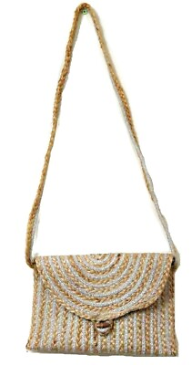 #ad Handmade Clutch Raffia Straw Jute Bag Golden Silver HandBag Beach Purse Gift $48.35