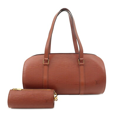 #ad Auth Louis Vuitton Epi Soufflot Shoulder Bag amp; Pouch Kenya Brown M52223 Used F S $405.00