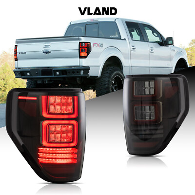 #ad 2*VLAND Full LED Tail Lights For Ford F 150 F150 2009 2014 Smoke Lens Rear Lamps $239.99