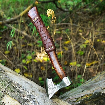 #ad VIKING HAND FORGED 1095 HIGH CARBON STEEL BLADE TOMAHAWKHATCHETCOMBAT AXE $65.99