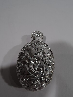 #ad Victorian Bottle Antique Scent Perfume Repousse English Sterling Silver 1889 $626.50
