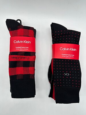 #ad NEW 4 PAIR PACK CALVIN KLEIN MENS COMBED COTTON CREW SOCKS SIZE 7 12 $12.99