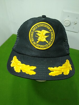 #ad #ad Vintage NRA Mesh Foam Snapback Hat Made in USA Black and Gold Logo Rifle  $10.39