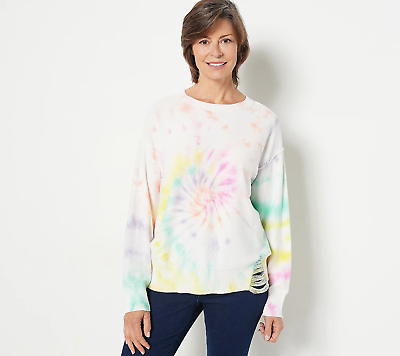 #ad Peace Love World Gem Tie Dye Sweater Multi Tie Dye XS New $33.50
