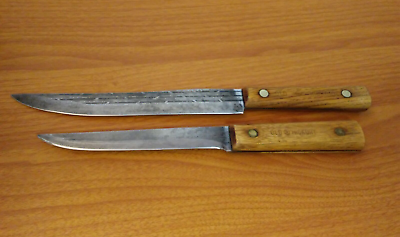#ad 2 Vintage Old Hickory Hi Carbon Kitchen Knives 6in Utility and 8in Carving USA $34.92