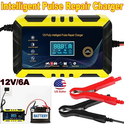 #ad 12V 6A Car Battery Charger Intelligent Automatic Pulse Repair Starter AGM GEL $11.99