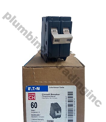 #ad Eaton 60 Amp 2 Pole CH260 PlugOn Mount Type CH Circuit Breaker Cutler Hammer UL $45.00