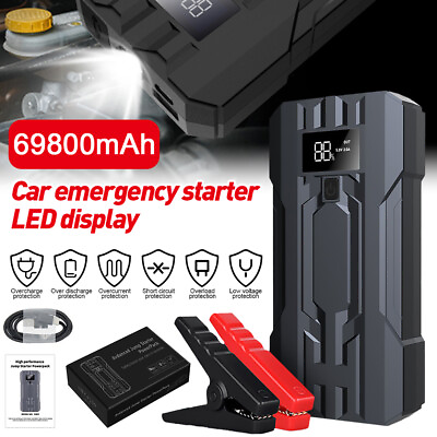 #ad Portable 12V Car Jump Starter 69800mAh Emergency LCD LED Flashlight Power Bank $42.98