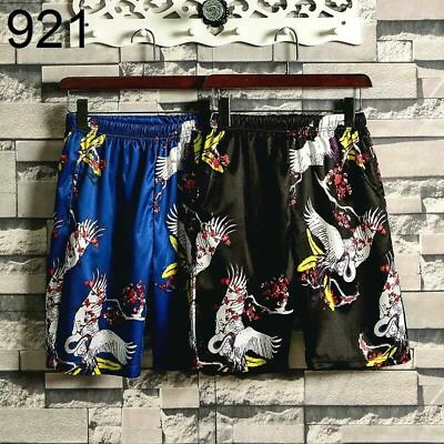 #ad Men#x27;s Pajama Shorts Ukiyoe Printed Satin Half Pants Sleepwear Loungewear Bottoms $17.85