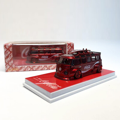 #ad Flame 1:64 Model Car VW T1 Bus Kombi Wide Body Alloy Vehicle Cola Coating $28.90