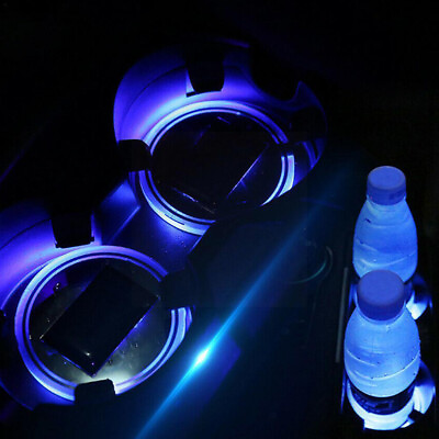 2x LED Solar Cup Pad Car Light Cover Interior Decoration Car Light Accessories $13.89
