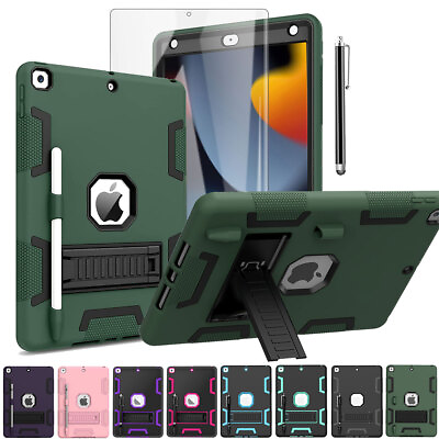 #ad iPad 9th 8th 7th Generation Case 10.2quot; Shockproof Heavy Duty Rugged Stand Cover $20.99