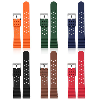 #ad 20mm 22mm Universal Silicone Watch Strap for Omega Seiko Huawei Watch $12.94