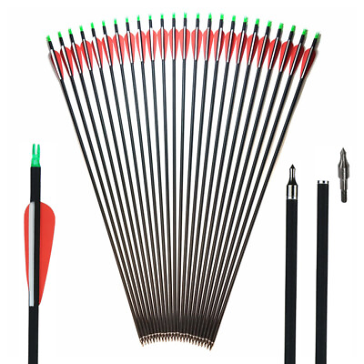 12Pcs Archery Carbon Hunting Target Arrows 30inch SP500 For Compound Recurve Bow $39.89