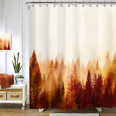 #ad ORTIGIA Green Misty Forest Shower CurtainsNature Shower CurtainWoodland Shower $36.46