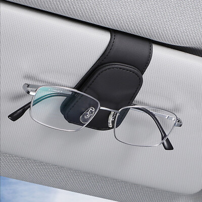 #ad 1PC Car Sun Visor Leather Glasses Sunglasses Card Ticket Holder Clip Magnetic $7.99