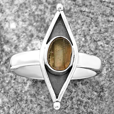 #ad Evil Eye Yellow Scapolite Rough 925 Sterling Silver Ring s.8 Jewelry R 1628 $12.49
