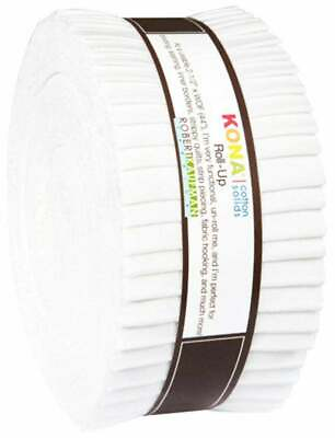 #ad Kona Solids White Roll Up Jelly Roll 40 2.5quot; Strips 44quot; Long $30.59