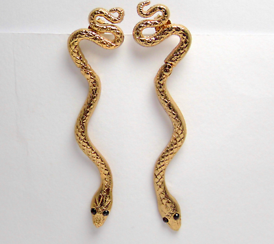 #ad Dangle Earrings Women#x27;s Snake Golden Long Special Needs Fidget With Reptile Gift $85.58
