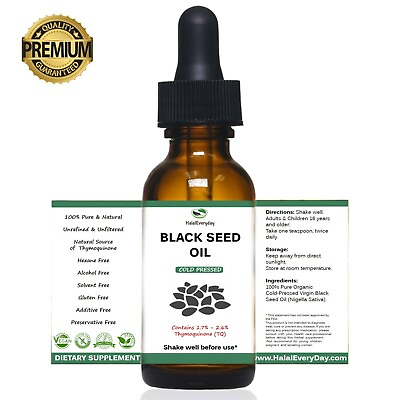 Black Seed Oil 2oz 100% Pure Organic COLD PRESSED Cumin Nigella Sativa Unrefined $11.95