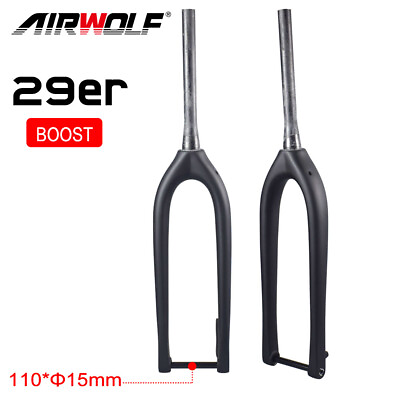 #ad AIRWOLF 29er Boost MTB Carbon Rigid Fork Tapered Full inner Cable 110*15mm NEW $96.99